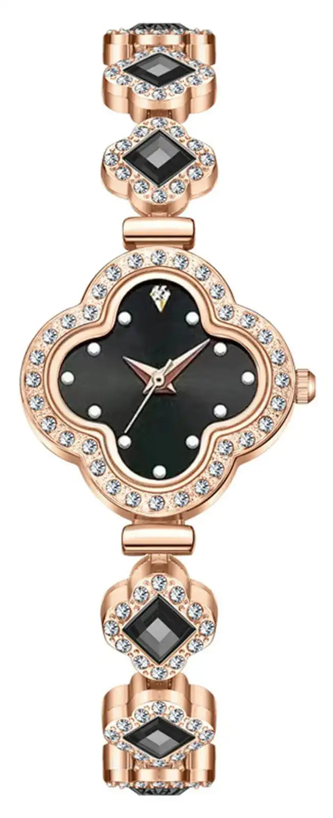 ADSBIAOYE Luxury Women Wrist Watches Unique Rose Gold Diamond Bracelet Watch Fashion Dress Quartz Watches for Women Gift (01 Black)
