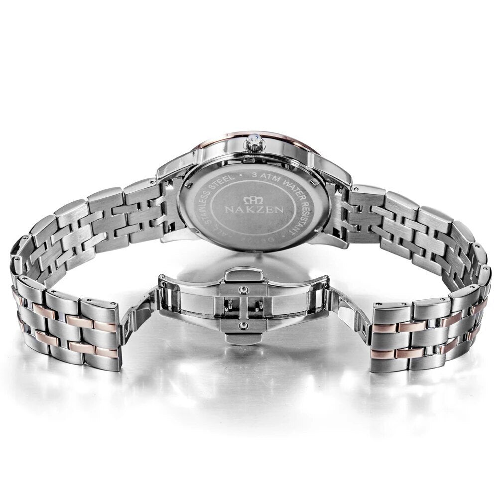 NAKZEN Top Luxury Brand Men's Watches Waterproof Quartz Stainless Steel Watch Rose Gold Watches Male Clock Relogio Masculino-4