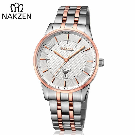 NAKZEN Top Luxury Brand Men's Watches Waterproof Quartz Stainless Steel Watch Rose Gold Watches Male Clock Relogio Masculino-0