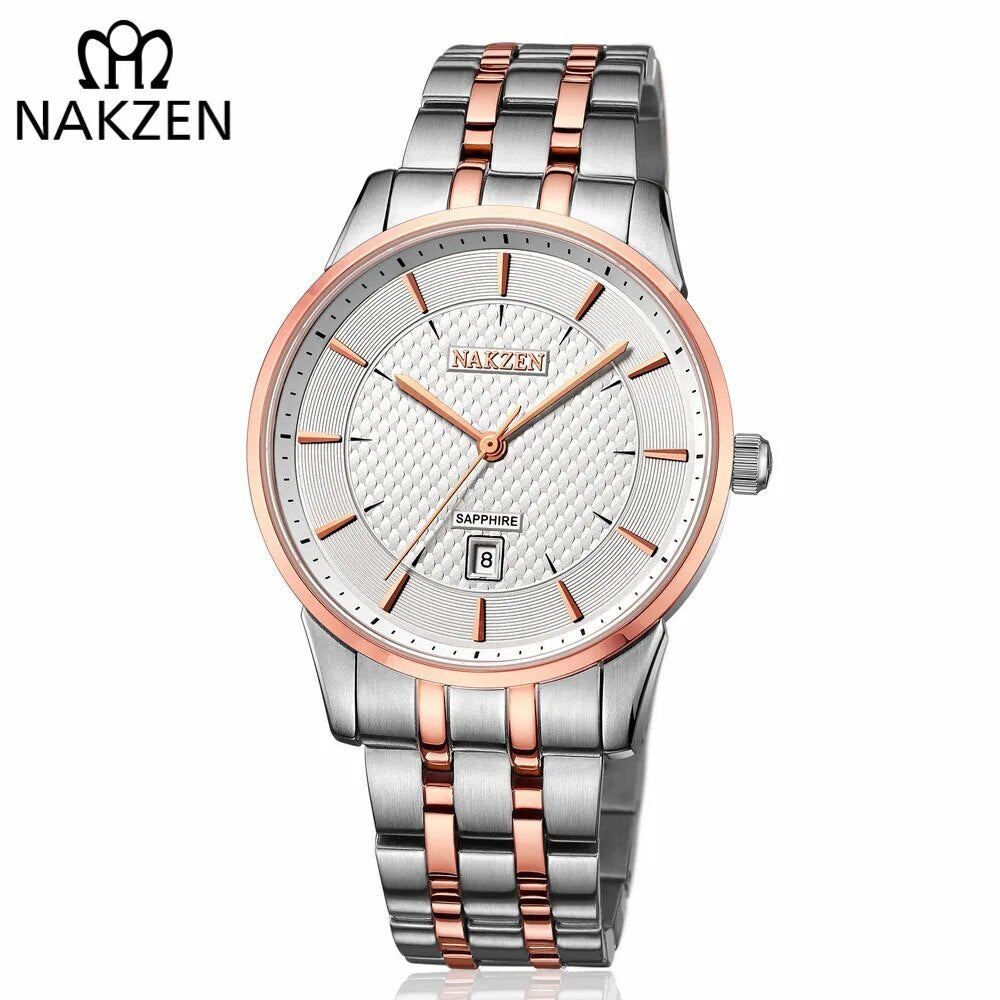 NAKZEN Top Luxury Brand Men's Watches Waterproof Quartz Stainless Steel Watch Rose Gold Watches Male Clock Relogio Masculino-6