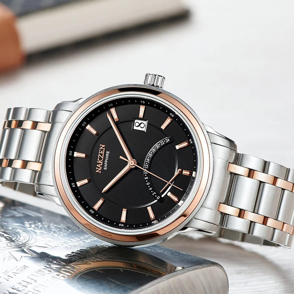 NAKZEN Crescent Shape Mens Quartz Watch Fashion Casual Waterproof Luxury Brand Date Wrist Watch Male Clock relogio masculino