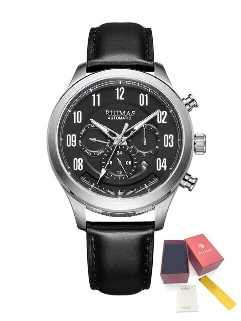RUIMAS Luxury Casual Sport Watch for Men's Automatic Mechanical Watches Leather Luminous Man Clock Wrist Watch Chronograph 6785