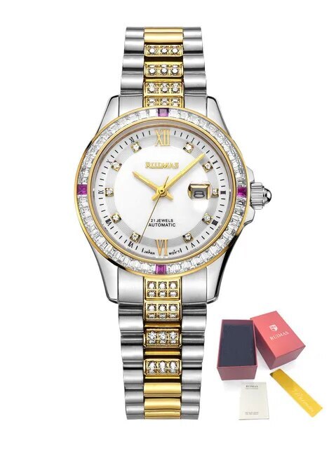 RUIMAS Sapphire Mechanical Women Watch Brand Luxury Steel Bracelet Ladies Fashion Watch Automatic Female Clock Reloj Mujer 6740