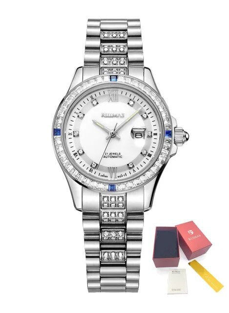 RUIMAS Sapphire Mechanical Women Watch Brand Luxury Steel Bracelet Ladies Fashion Watch Automatic Female Clock Reloj Mujer 6740