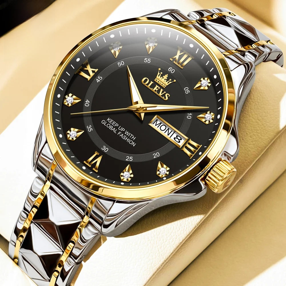 Women's Gold Stainless Steel Slim Luminous Waterproof Watch