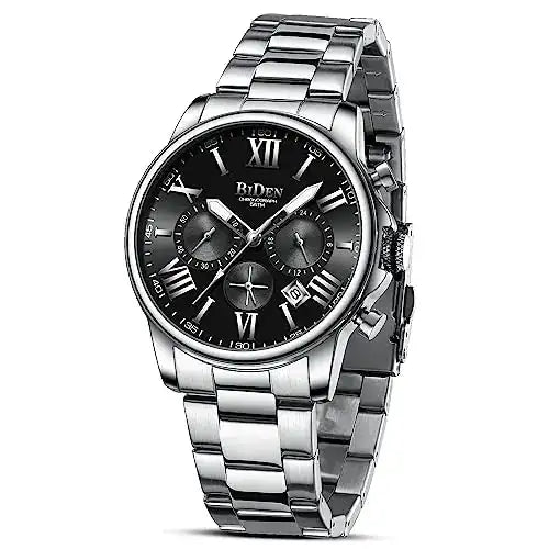 LN LENQIN Mens Watches Stainless Steel Watches for Men Waterproof Analog Quartz Watch Mens Wrist Watches with Date Luminous Fashion Casual Watches…