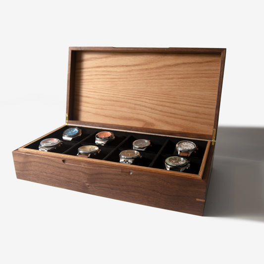 Watch Box - Black Walnut and Oak - 8 Compartments