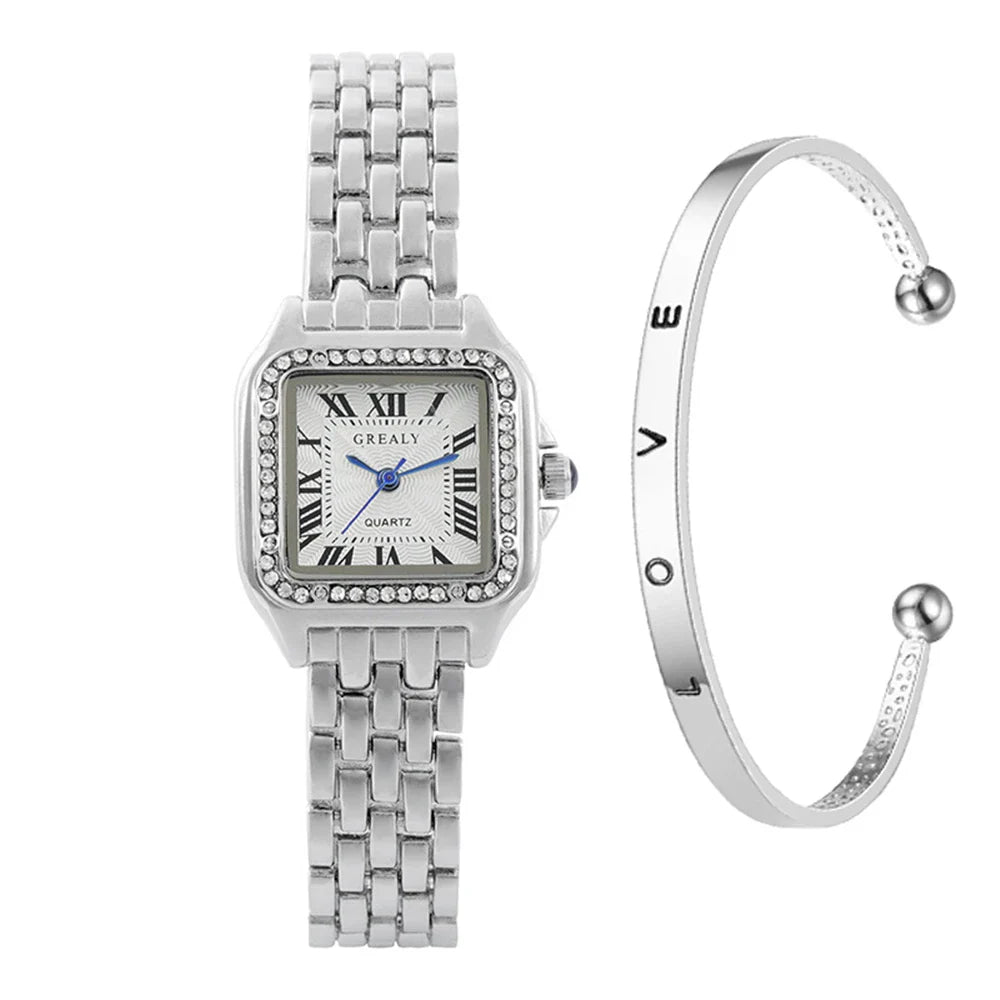 Women’s Luxury Roman Numerals Square Watch-8