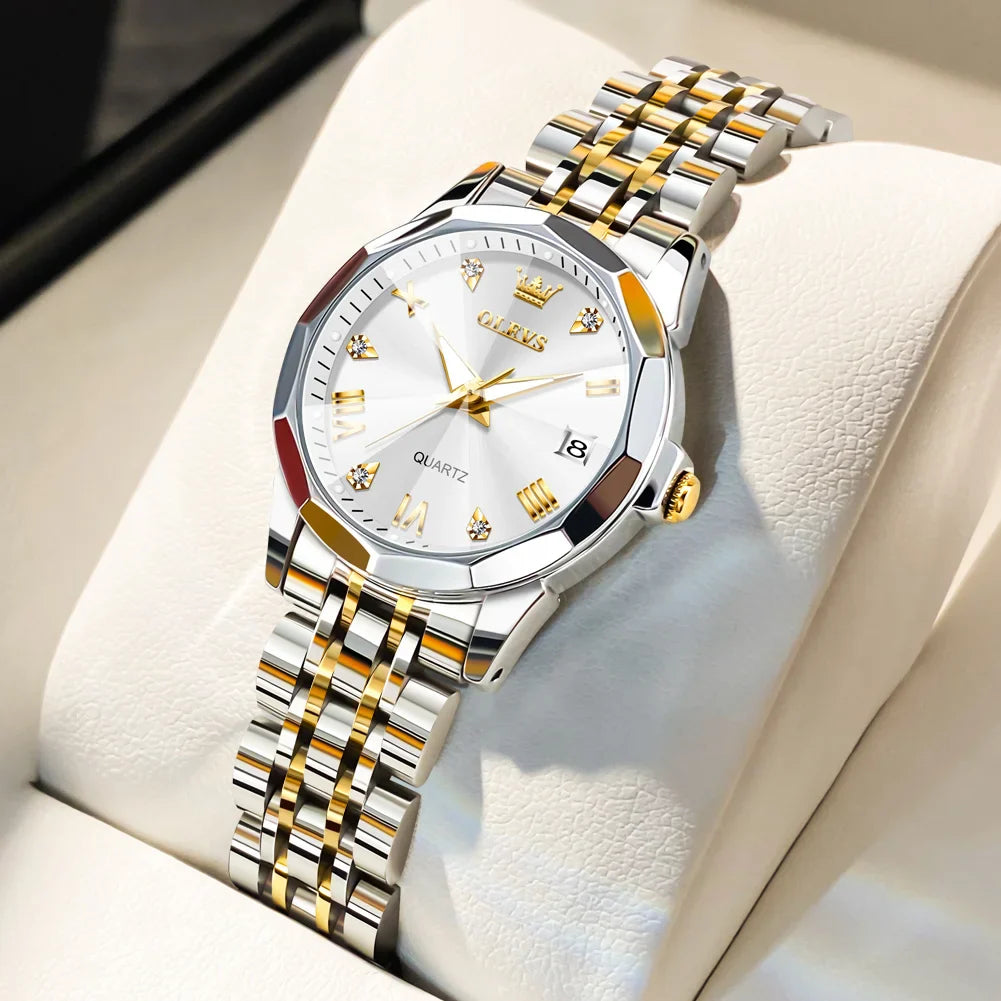 Women's Two Tone Stainless Steel Quartz Watch With Date