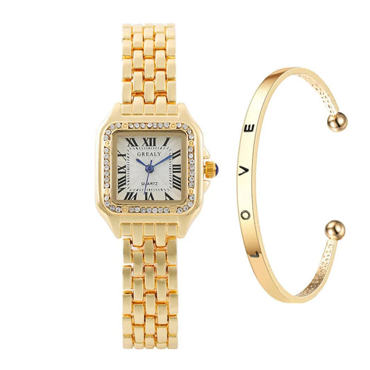 Women’s Luxury Roman Numerals Square Watch-10