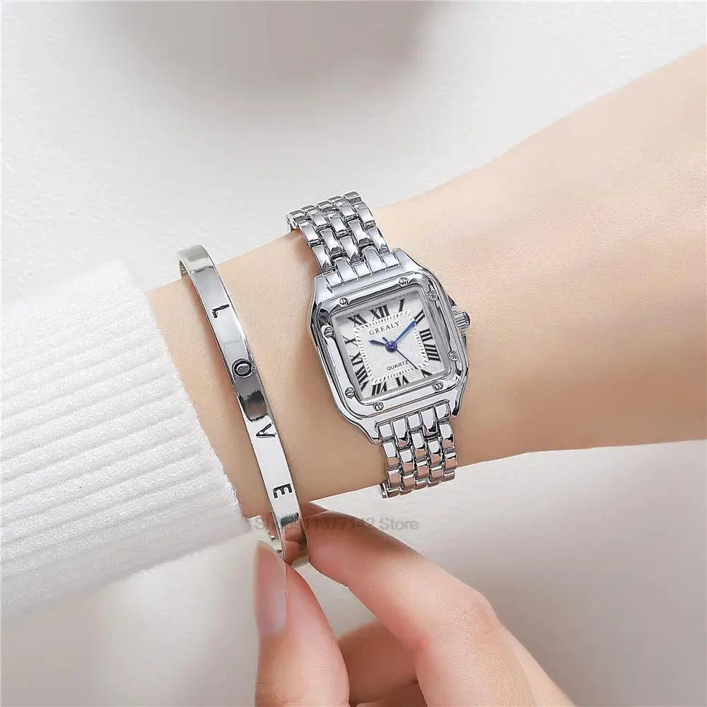 Women’s Luxury Roman Numerals Square Watch-7