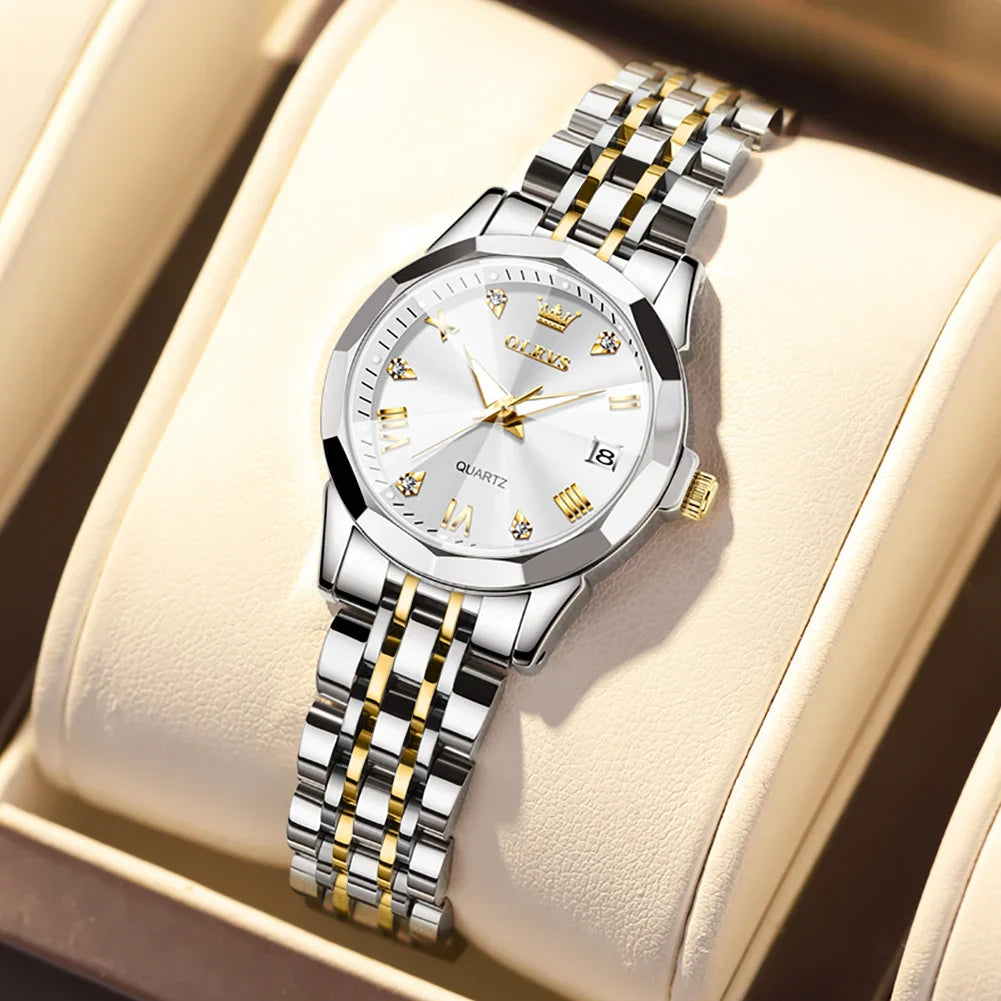 Women's Two Tone Stainless Steel Quartz Watch With Date