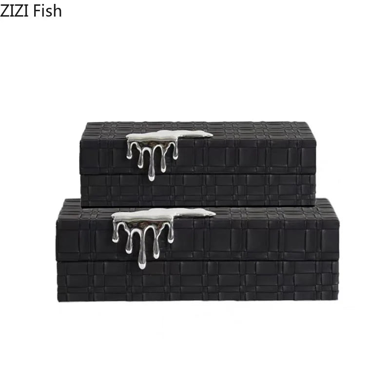 DecorBites™ Gold-plated Woven Leather Jewelry Box: Exquisite Storage Jar for Dresser and Desk