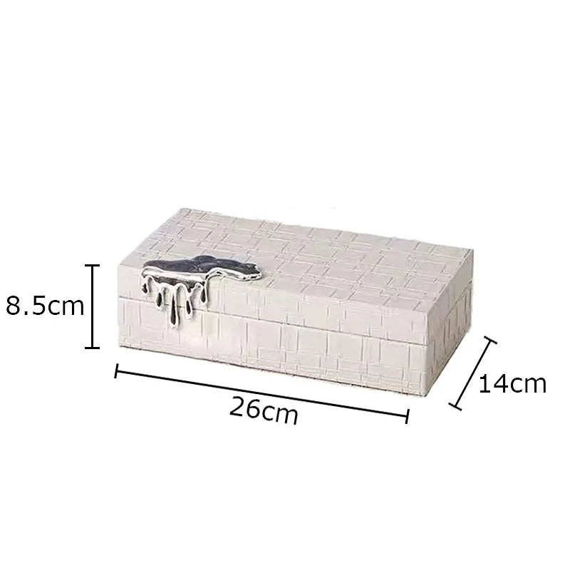 DecorBites™ Gold-plated Woven Leather Jewelry Box: Exquisite Storage Jar for Dresser and Desk