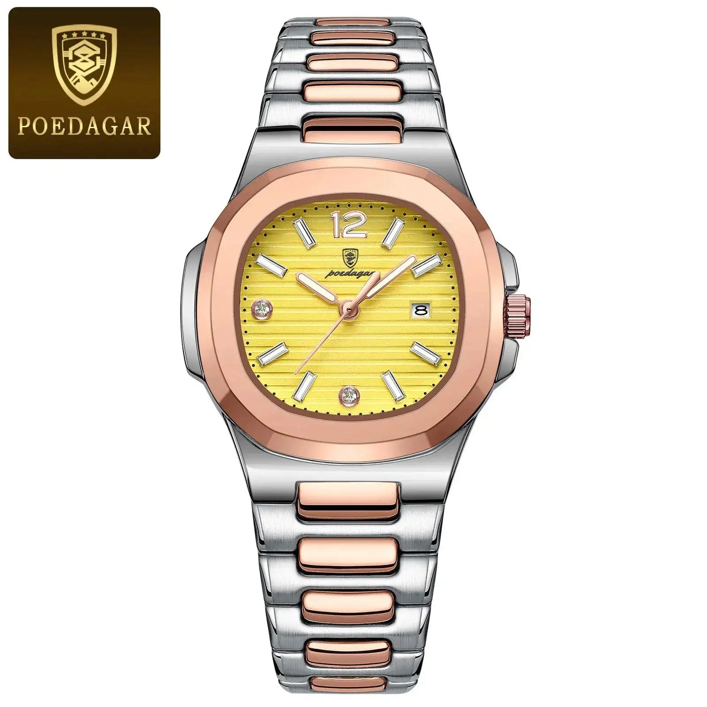POEDAGAR Luxury Square Watch For Woman Luminous Waterproof Date Ladies Watch Elegant Women's Quartz Watches Simple Female Clock
