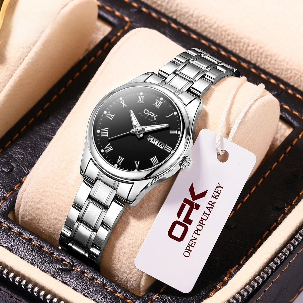 Women's Two Tone Stainless Steel Watch With Day Date