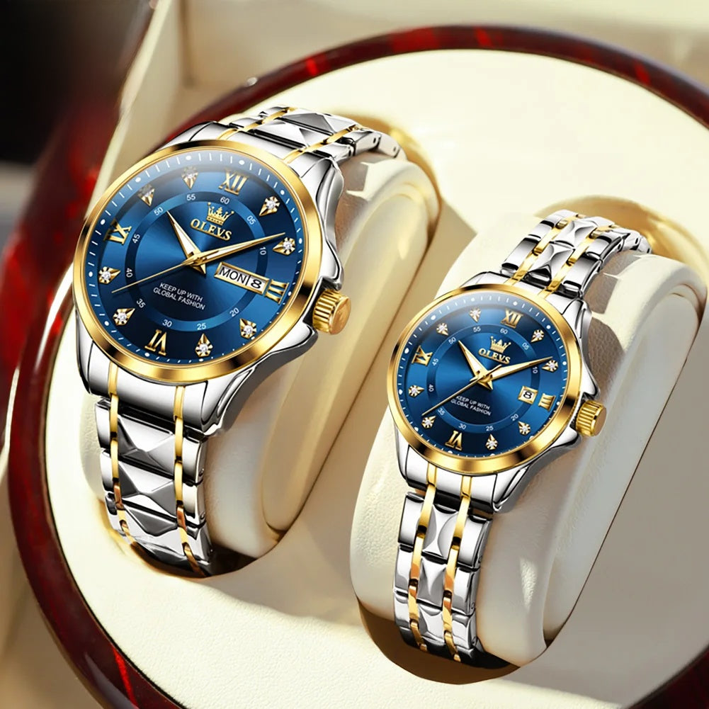 Women's Gold Stainless Steel Slim Luminous Waterproof Watch