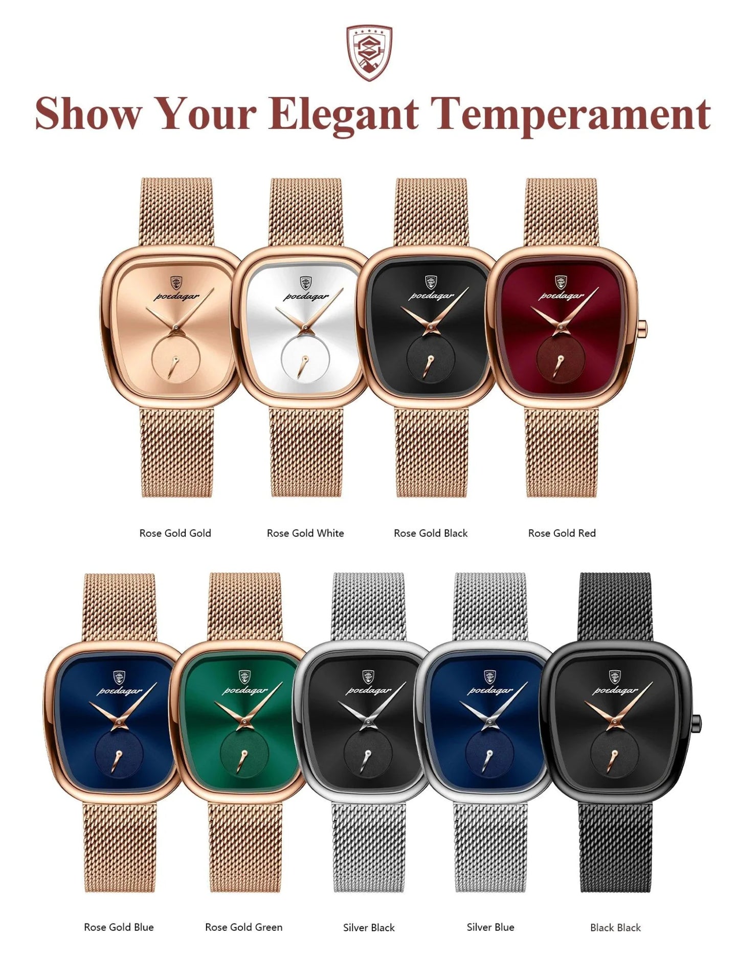 POEDAGAR Elegant Women's Mesh Watch - Waterproof Stainless Steel Quartz Timepiece for Stylish Ladies