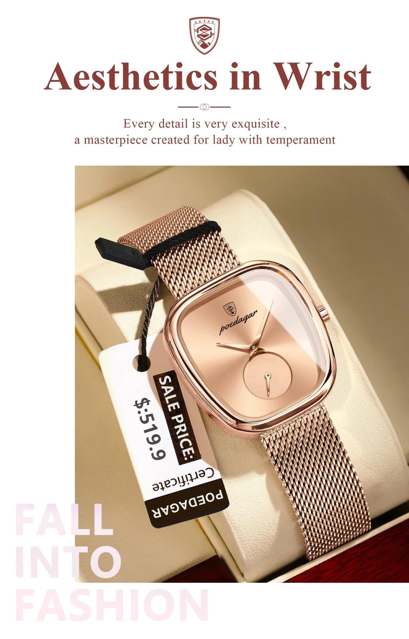 POEDAGAR Elegant Women's Mesh Watch - Waterproof Stainless Steel Quartz Timepiece for Stylish Ladies