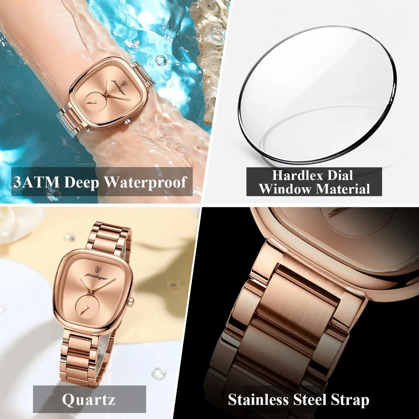 POEDAGAR Elegant Women's Quartz Watch - Waterproof Stainless Steel Timepiece for Confident Ladies